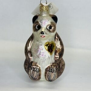 Christopher Radko Christmas Ornament A Winter Bear's Heart Aids Awareness Panda